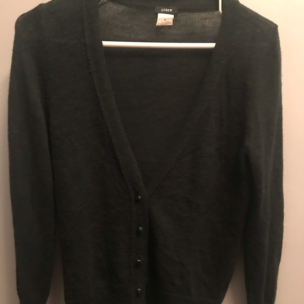 JCREW forest green cardigan with jewel buttons